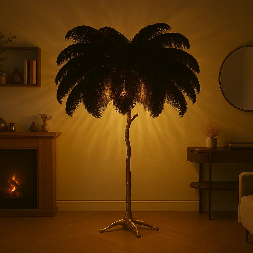 Ostrich Feather Lamp black