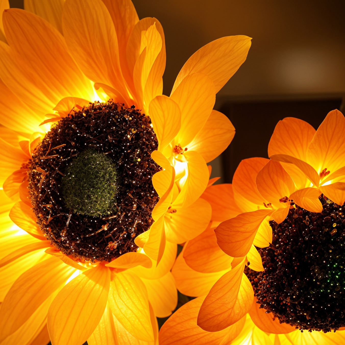 Shimmering Sunflower Lamp close up