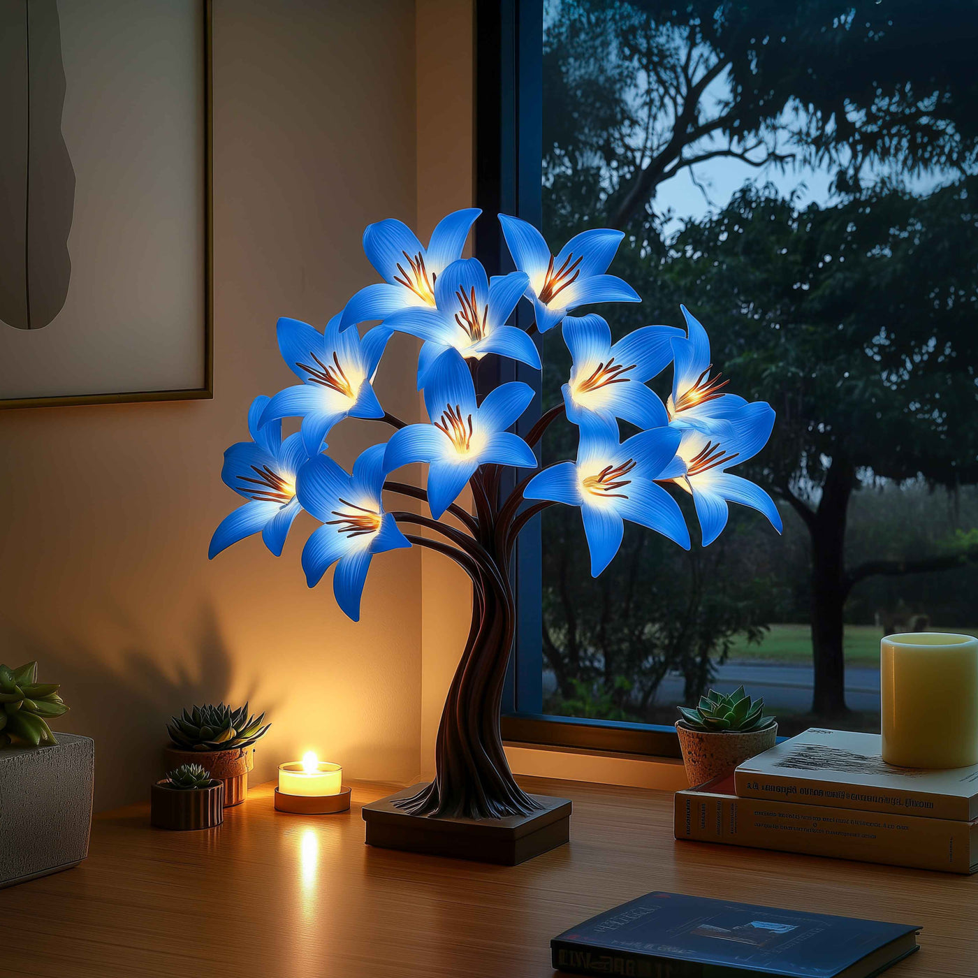 Twilight Lily Lamp blue 2