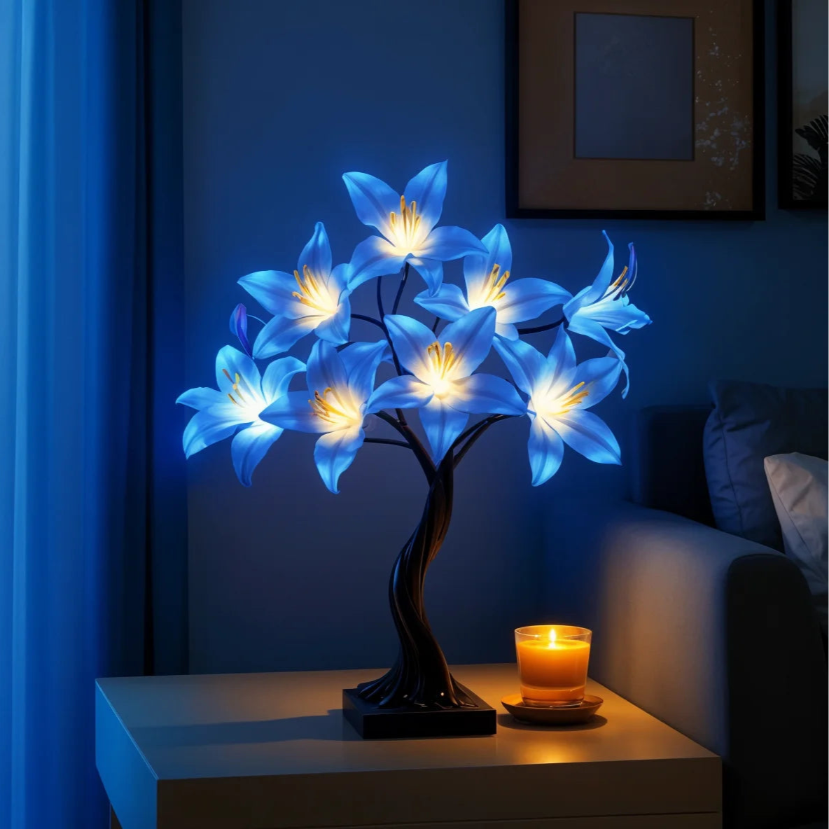 Twilight Lily Lamp blue 4